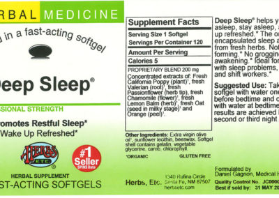 Deep Sleep product label