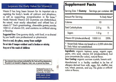 Image of D3 gummies label