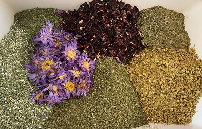 Image of bulk herbs used in Raise Your Vibration tea